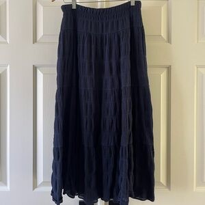 Max Studio Navy Tiered Maxi Skirt